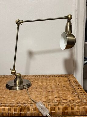 Bronzed Brass Eyeball Counterweight Desk Lamps. 28" H